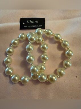 Chuns NWT Cream Faux Pearl Stretch Bracelets - Pair